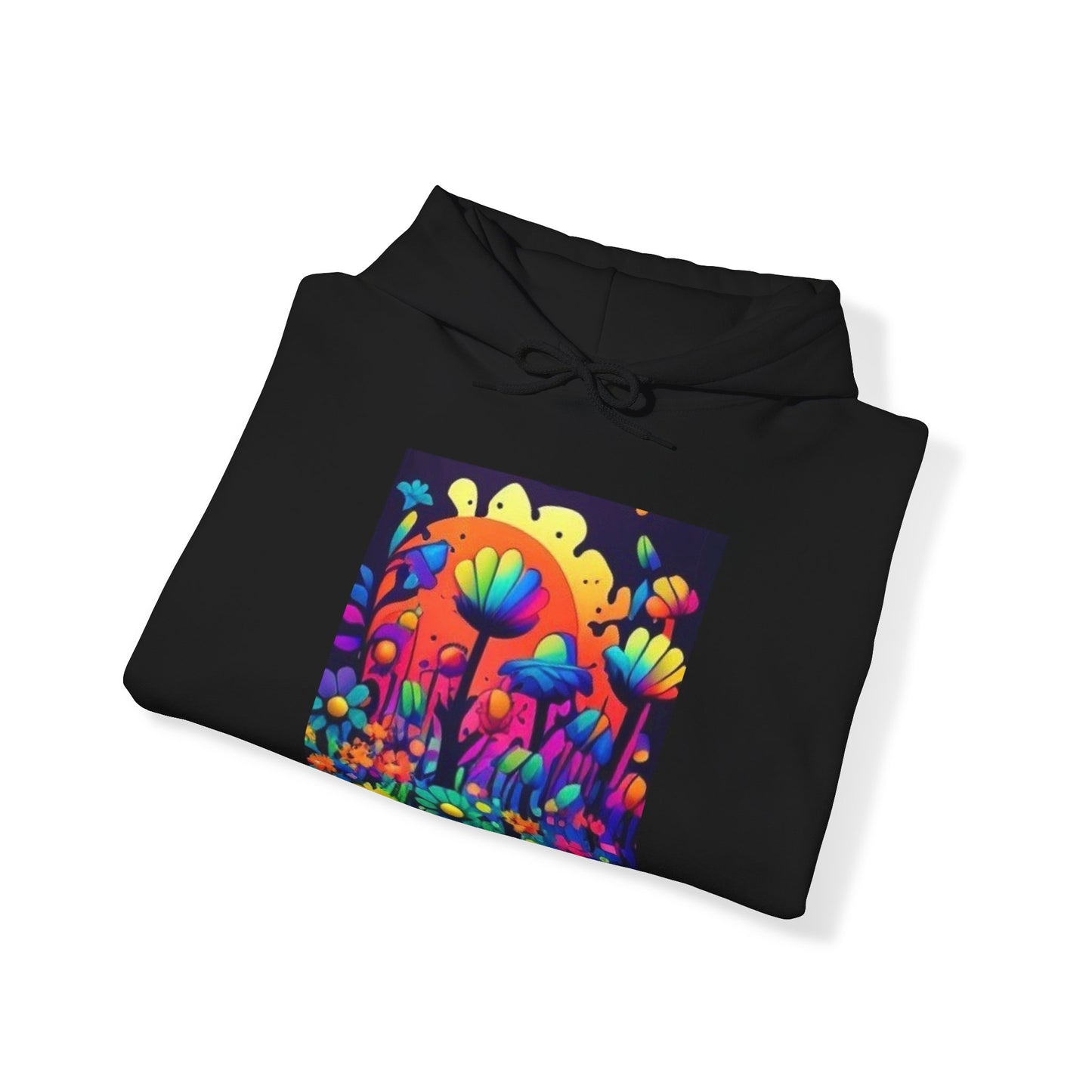 70's style trippy flowers Unisex Heavy Blend™ Hooded Sweatshirt