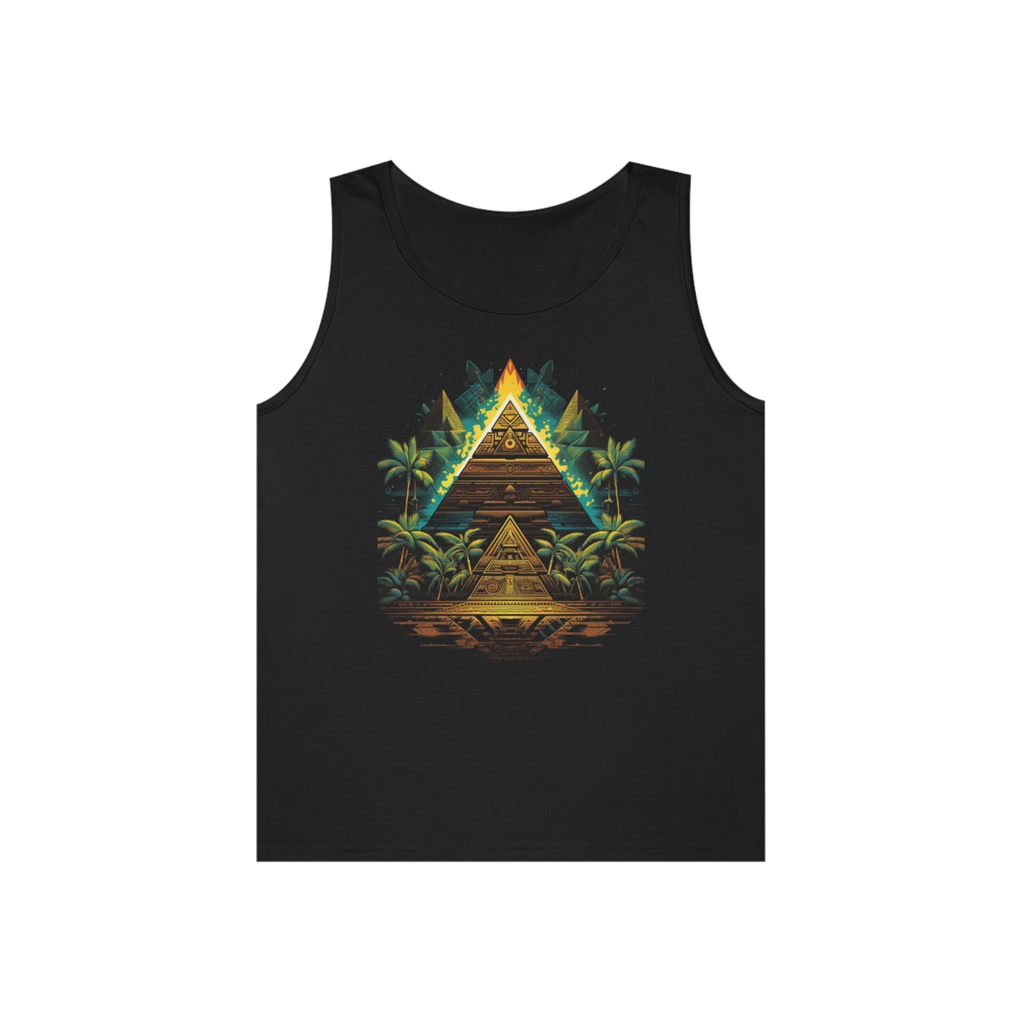 sacred geometry pyramid colorful Unisex Heavy Cotton Tank Top