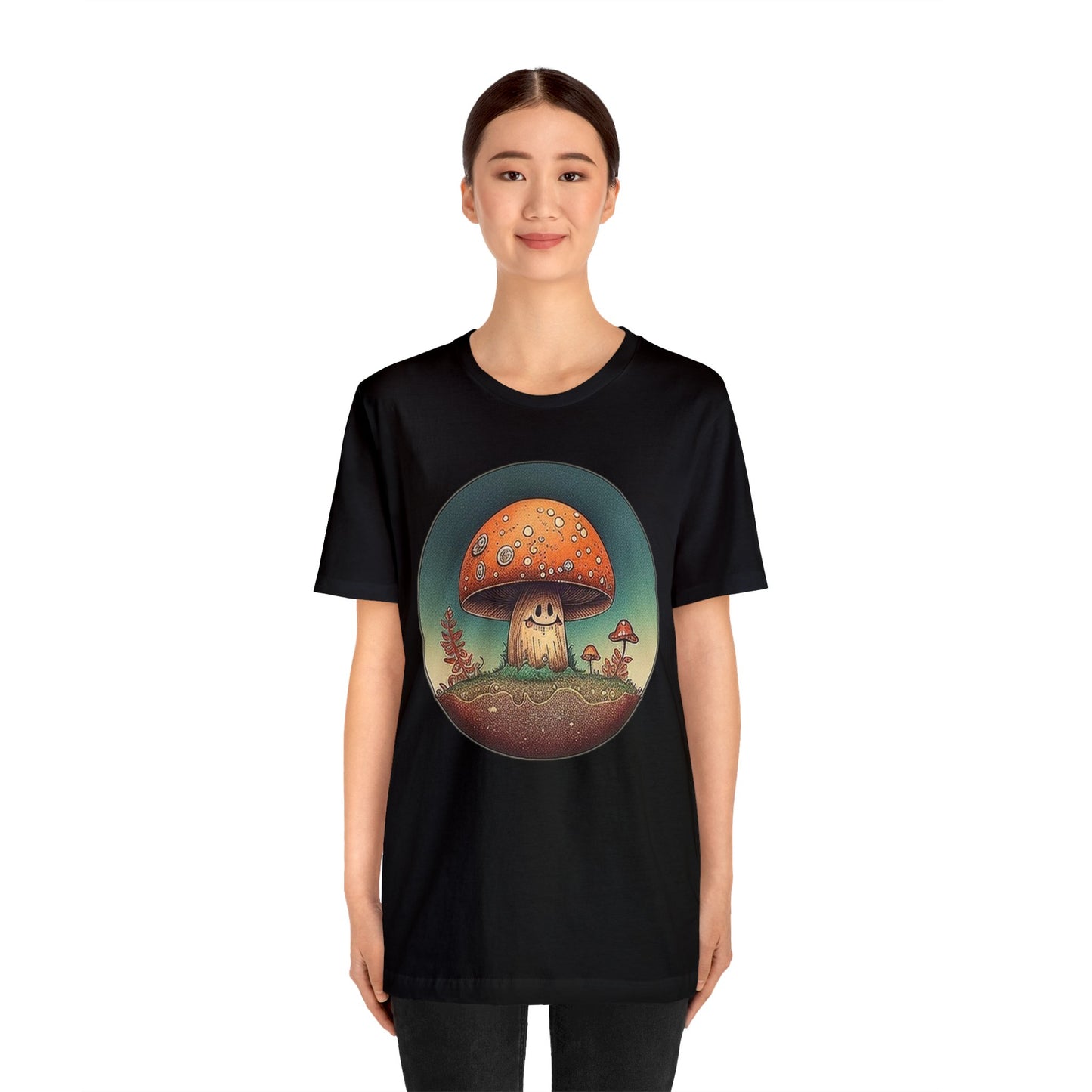 smiling mushroom trippy Unisex Jersey Short Sleeve Tee