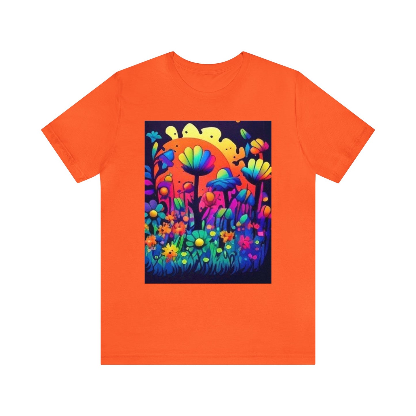 70's style trippy flowers Unisex Jersey Short Sleeve Tee