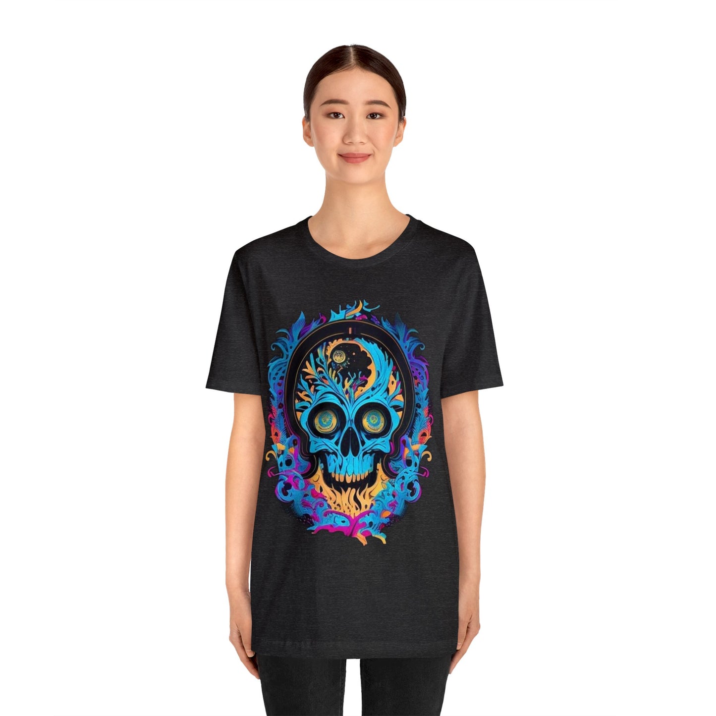 bright blue sugar skull Unisex Jersey Short Sleeve Tee