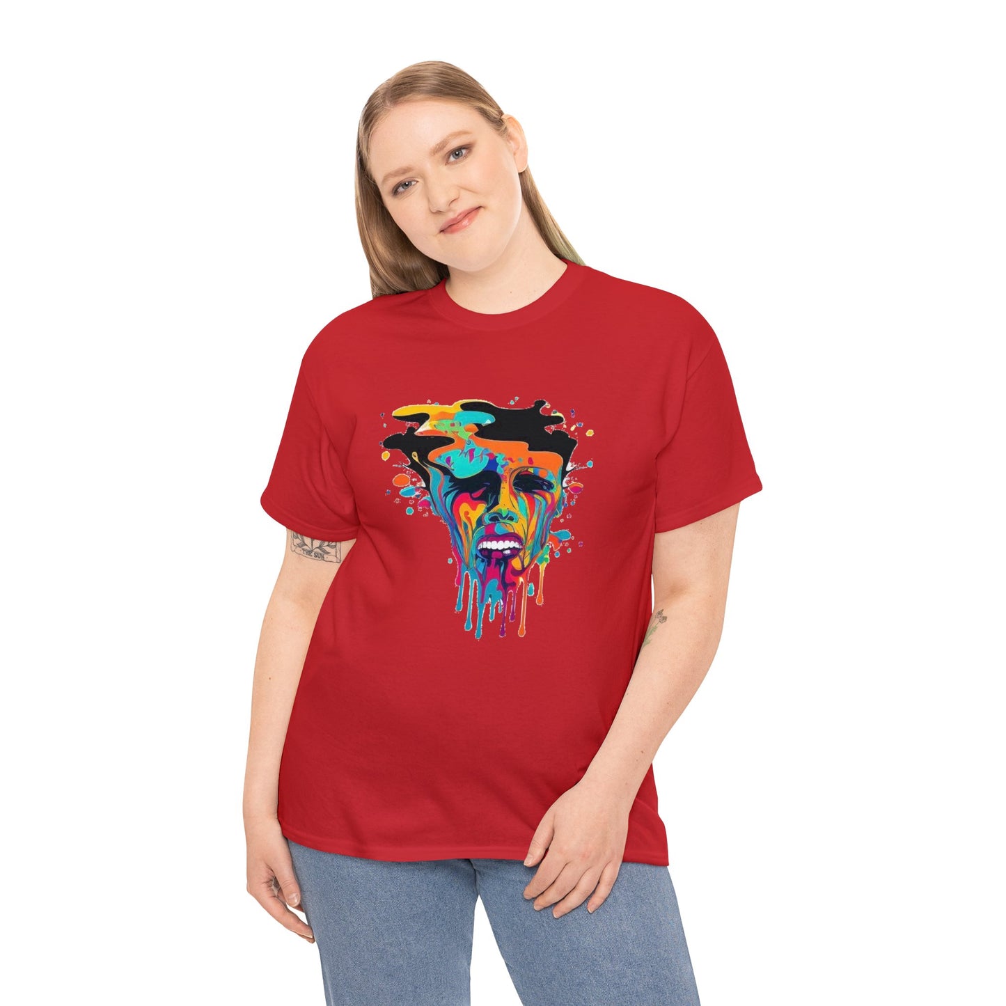 melting face colorful trippy Unisex Heavy Cotton Tee